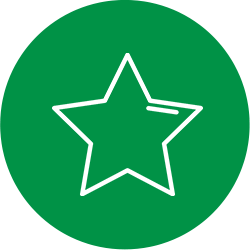 Pictogramme cercle vert avec une étoile blanche au centre.